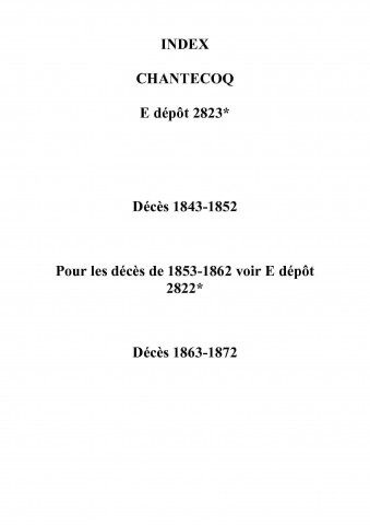 Chantecoq. Décès 1843-1872