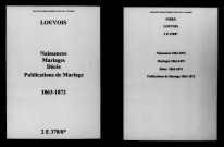 Louvois. Naissances, mariages, décès, publications de mariage 1863-1872