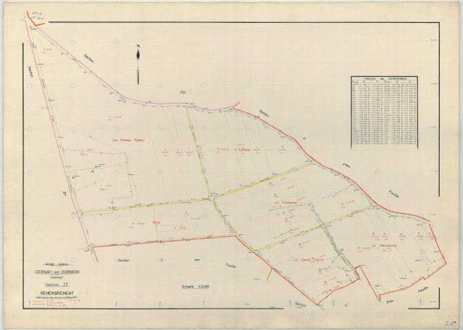 Cernay-en-Dormois (51104). Section ZE échelle 1/2000, plan remembré pour 1964, plan régulier (papier armé)