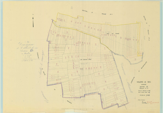 Villers-le-Sec (51635). Section D3 échelle 1/1250, plan mis à jour pour 1971, plan non régulier (papier)