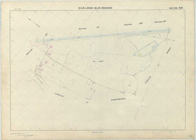 Châlons-en-Champagne (51108). Section BR échelle 1/2000, plan renouvelé pour 1965, plan régulier (papier armé)