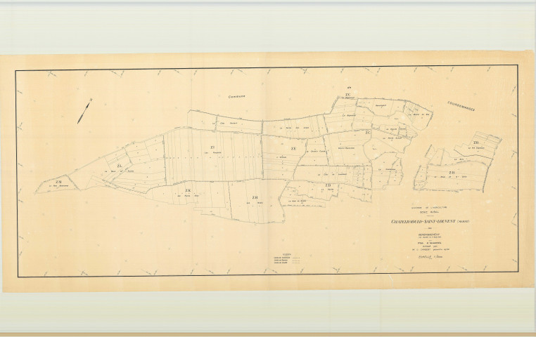 Châtelraould-Saint-Louvent (51134). Tableau d'assembale 3 échelle 1/5000, plan pour 1965 (plan d'ensemble du remembrement), plan (papier)
