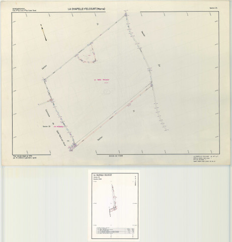 Chapelle-Felcourt (La) (51126). Section ZK échelle 1/2000, plan remembré pour 1975-2006, plan régulier (papier)