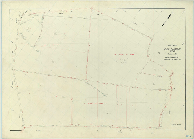 Élise-Daucourt (51228). Section ZN échelle 1/2000, plan remembré pour 1971, plan régulier (papier armé)