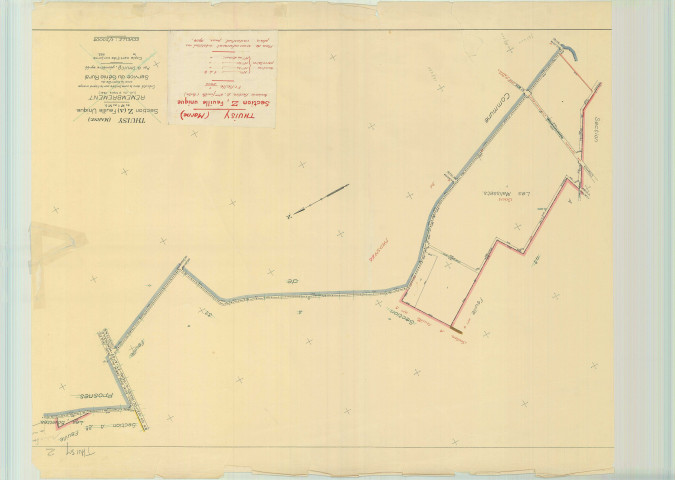 Val-de-Vesle (51571). Section Z1 échelle 1/2000, plan remembré pour 1954, ancienne commune de Thuisy, plan régulier (papier).