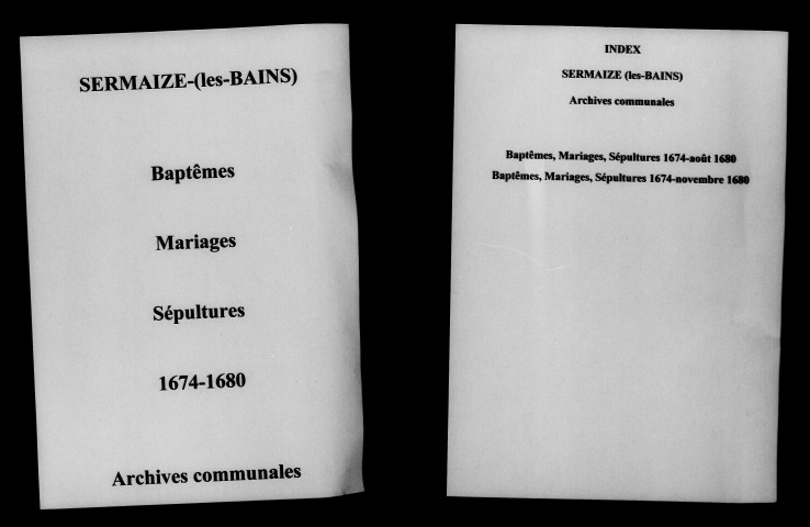Sermaize-sur-Saulx. Baptêmes, mariages, sépultures 1674-1680