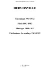 Hermonville. Naissances, décès, mariages, publications de mariage 1903-1912