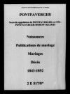 Pontfaverger. Naissances, publications de mariage, mariages, décès 1843-1852
