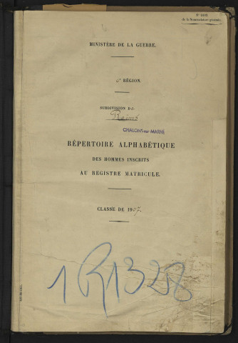 Répertoire alphabétique des registres matricules