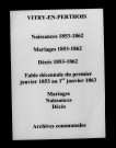 Vitry-en-Perthois. Naissances, mariages, décès et tables décennales des mariages, naissances, décès 1853-1862