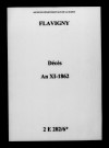 Flavigny. Décès an XI-1862