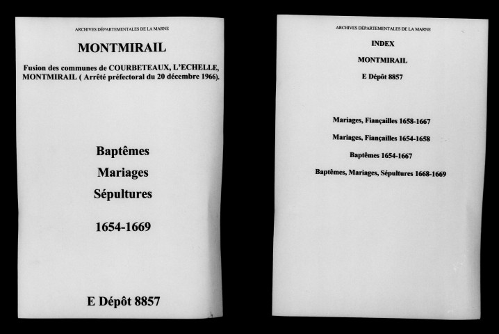 Montmirail. Baptêmes, mariages, sépultures 1654-1669