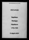 Potangis. Baptêmes, mariages, sépultures 1754-1769