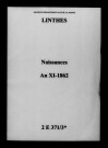 Linthes. Naissances an XI-1862