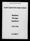 Saint-Quentin-sur-Coole. Baptêmes, mariages, sépultures 1727-1792