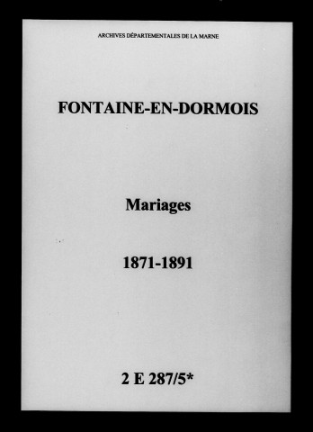 Fontaine-en-Dormois. Mariages 1871-1891