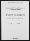 Communes d'Aigny à Louvercy de l'arrondissement de Châlons. Naissances 1911
