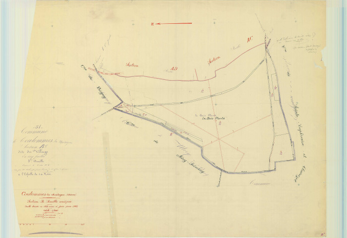 Coulommes-la-Montagne (51177). Section BU échelle 1/2000, plan mis à jour pour 1963, plan non régulier (papier).