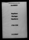Damery. Baptêmes, mariages, sépultures 1763-1769
