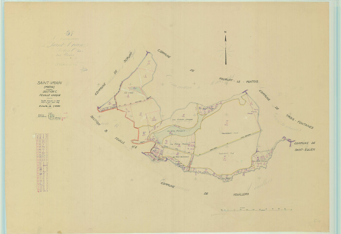 Saint-Vrain (51521). Section C échelle 1/5000, plan mis à jour pour 1962, plan non régulier (papier)