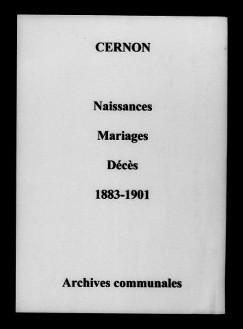 Cernon. Naissances, mariages, décès 1883-1901