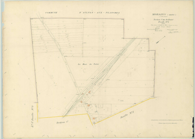 Val-des-Marais (51158). Morains (51383). Section C1 1 échelle 1/2000, plan mis à jour pour 1948, plan non régulier (papier)