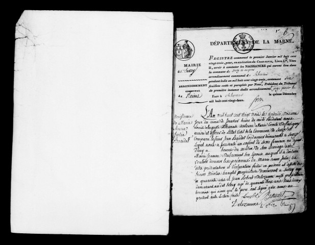 Serzy-et-Prin. Naissances, publications de mariage, mariages, décès 1823-1832