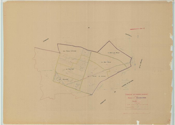 Damery (51204). Section A échelle 1/5000, plan mis à jour pour 01/01/1957, non régulier (papier)