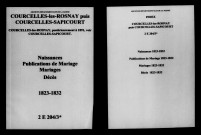 Courcelles-lès-Rosnay. Naissances, publications de mariage, mariages, décès 1823-1832
