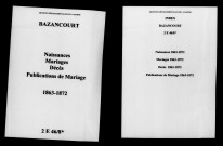 Bazancourt. Naissances, mariages, décès, publications de mariage 1863-1872