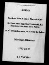 Reims. 1er arrondissement. Mariages, divorces 1793-an II