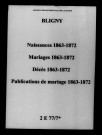 Bligny. Naissances, mariages, décès, publications de mariage 1863-1872