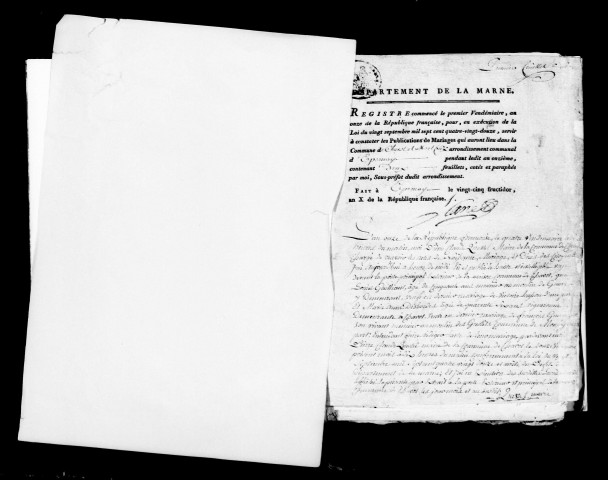 Chavot-Courcourt. Publications de mariage, mariages an XI-1832