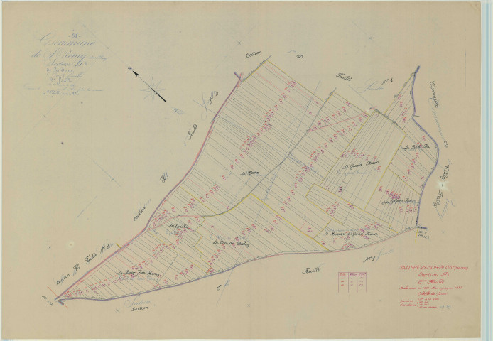 Saint-Remy-sur-Bussy (51515). Section D2 échelle 1/2500, plan mis à jour pour 1957, plan non régulier (papier)
