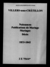 Villers-sous-Châtillon. Naissances, publications de mariage, mariages, décès 1833-1842