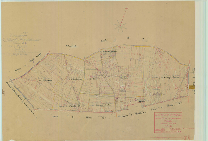 Saint-Quentin-le-Verger (51511). Section B2 échelle 1/2500, plan mis à jour pour 01/01/1948, non régulier (papier)