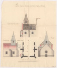 Plan coupe et élévation de la nef de l'église de Vaucler, 1771.