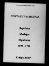 Contault. Baptêmes, mariages, sépultures 1693-1719