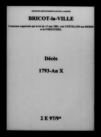 Bricot-la-Ville. Décès 1793-an X
