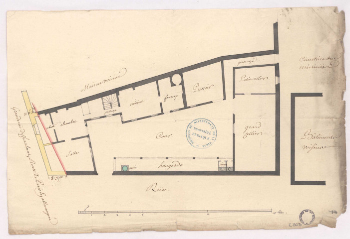 Plan de la maison de M. Marc située sur la grande route de la ville d'Epernay, 1757.