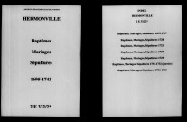 Hermonville. Baptêmes, mariages, sépultures 1695-1743