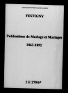 Festigny. Publications de mariage, mariages 1863-1892