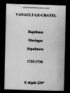 Vanault-le-Châtel. Baptêmes, mariages, sépultures 1725-1736