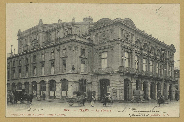 REIMS. 1054. Le théâtre.
(02 - Château-ThierryPhototypie A. Rep. et Filliette).1904