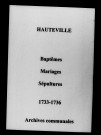 Hauteville. Baptêmes, mariages, sépultures 1733-1736