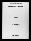 Orbais. Décès an XI-1862