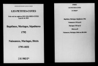 Petites-Côtes (Les). Naissances, mariages, décès 1792-1832