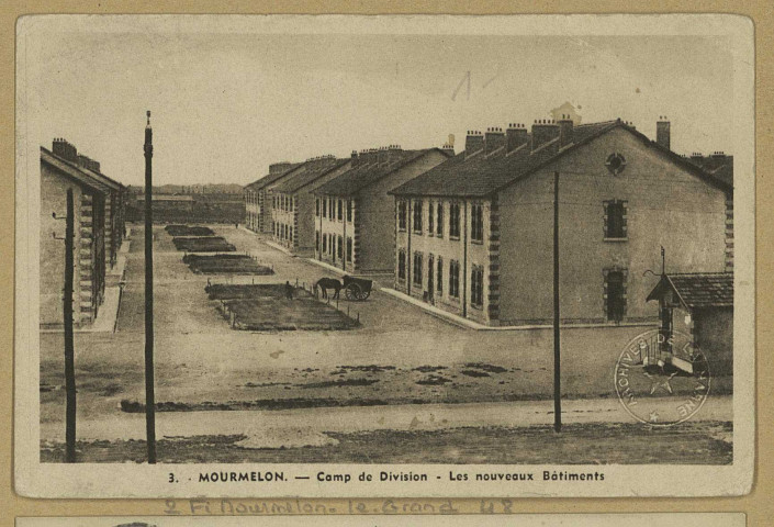 MOURMELON-LE-GRAND. 3 -Camp de Division. Les Nouveaux Bâtiments.
Mourmelon-le-GrandÉdition P. Mutte.Sans date