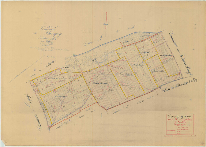 Flavigny (51251). Section B2 1 échelle 1/2500, plan mis à jour pour 01/01/1937, non régulier (papier)