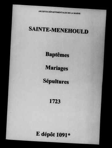 Sainte-Menehould. Baptêmes, mariages, sépultures 1723